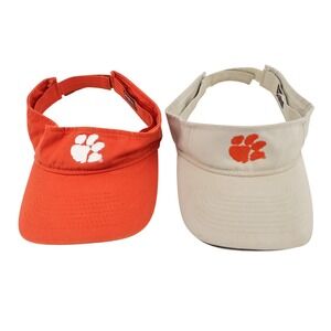 Clemson Tigers 2 Pack Paw Logo Adjustable Visor Head Shots Orange Tan OSFA